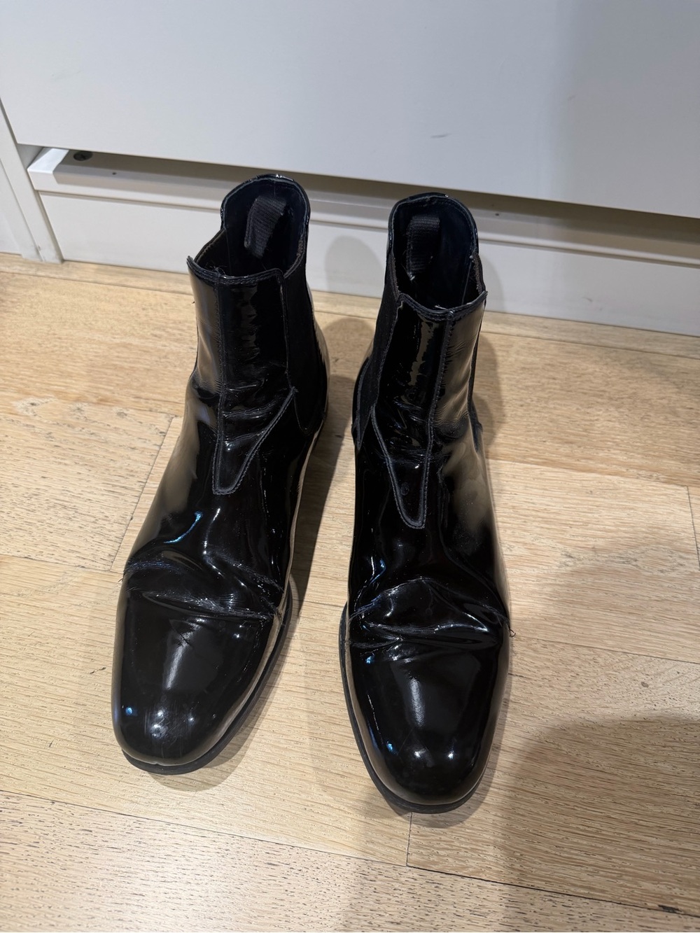 Women’s or Men’s  Black Patent Chelsea Boots